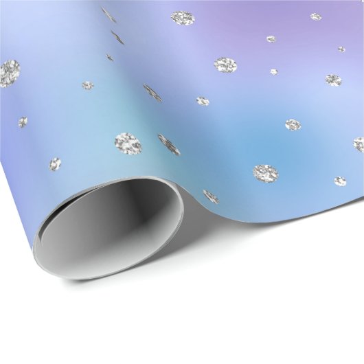 Paarse Aqua Silver Sparkle Confetti Cadeaupapier (Rol Hoek)