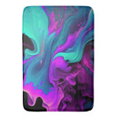 Paarse Aqua Turquoise Prachtige Abstracte Fluid Ar Badmat (Voorkant Verticaal)