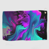 Paarse Aqua Turquoise Prachtige Abstracte Fluid Ar Golfhanddoek (Horizontaal)