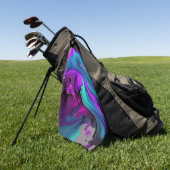 Paarse Aqua Turquoise Prachtige Abstracte Fluid Ar Golfhanddoek (Groen)