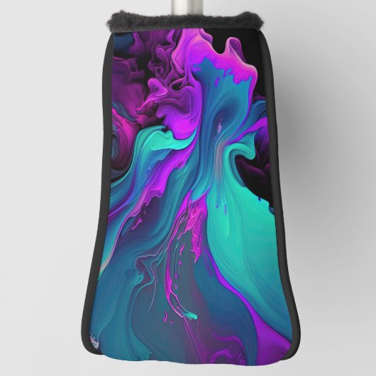 Paarse Aqua Turquoise Prachtige Abstracte Fluid Ar Golfheadcover (Draai 90)