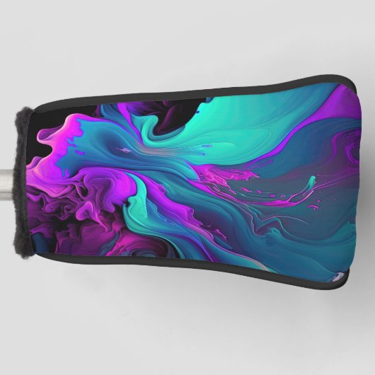 Paarse Aqua Turquoise Prachtige Abstracte Fluid Ar Golfheadcover