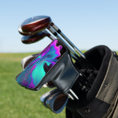 Paarse Aqua Turquoise Prachtige Abstracte Fluid Ar Golfheadcover (Insitu)