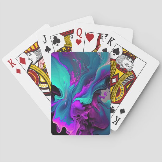 Paarse Aqua Turquoise Prachtige Abstracte Fluid Ar Pokerkaarten (Achterkant)