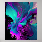 Paarse Aqua Turquoise Prachtige Abstracte Fluid Ar Poster (Voorkant)