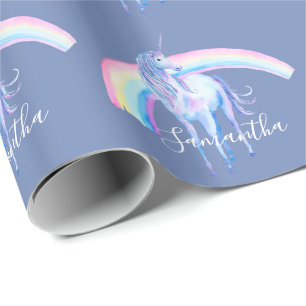 Paarse Aqua Unicorn Dream Cadeaupapier