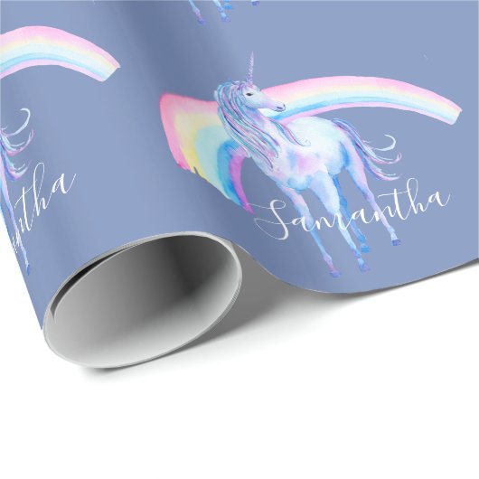Paarse Aqua Unicorn Dream Cadeaupapier (Rol Hoek)