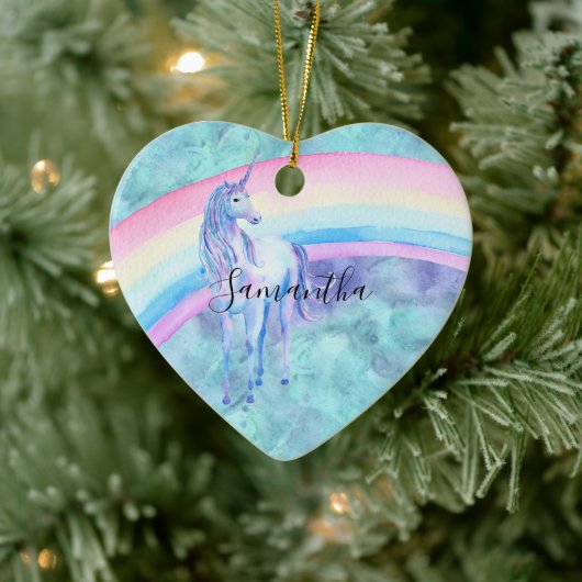 Paarse Aqua Unicorn Dream regenboog Keramisch Ornament (Boom)