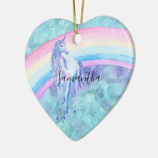 Paarse Aqua Unicorn Dream regenboog Keramisch Ornament (Links)