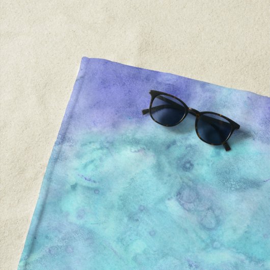 Paarse Aqua Unicorn Dream Strandlaken (In situ)