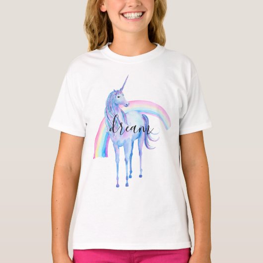 Paarse Aqua Unicorn Dream T-shirt (Voorkant)