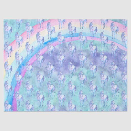 Paarse Aqua Unicorn Dream Tissuepapier (Voorkant)