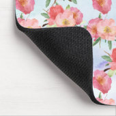 Paarse Aqua Waterverf Roze Bloemen Muismat (Hoek)