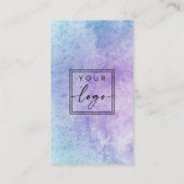 Paarse aqua waterverf verticaal aangepaste logo visitekaartje (Achterkant)