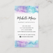 Paarse aqua waterverf verticaal aangepaste logo visitekaartje (Voorkant)