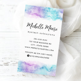 Paarse aqua waterverf verticaal aangepaste logo visitekaartje