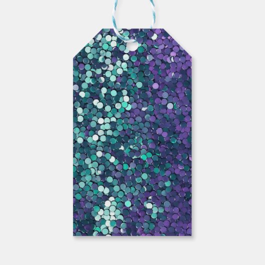 Paarse Aqua Zeemeermin Sparkle Cadeaulabel (Achterkant)