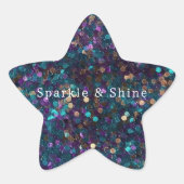 Paarse Aqua Zeemeermin Sparkle Ster Sticker (Voorkant)