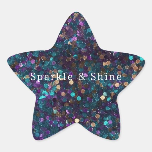 Paarse Aqua Zeemeermin Sparkle Ster Sticker (Voorkant)