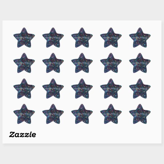 Paarse Aqua Zeemeermin Sparkle Ster Sticker (Vel)