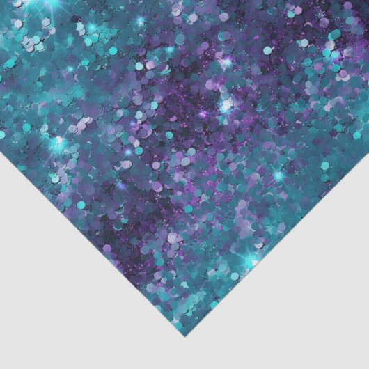 Paarse Aqua Zeemeermin Sparkle Tissuepapier (Detail)