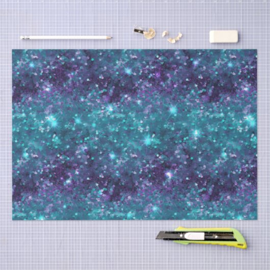 Paarse Aqua Zeemeermin Sparkle Tissuepapier (Craft)