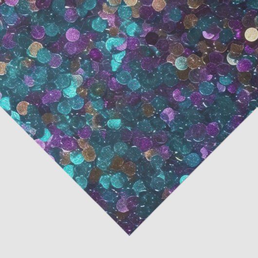 Paarse Aqua Zeemeermin Sparkle Tissuepapier (Detail)