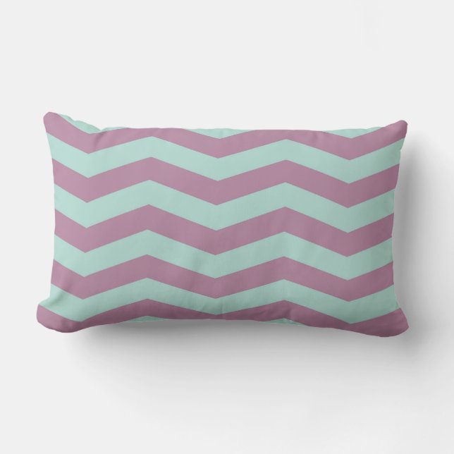 Paarse/aquablauwe chevron sierkussen kussen (Voorkant)