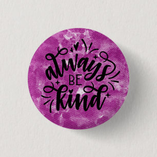 Paarse Aquarel/Altijd Vriendelijk Ronde Button 3,2 Cm
