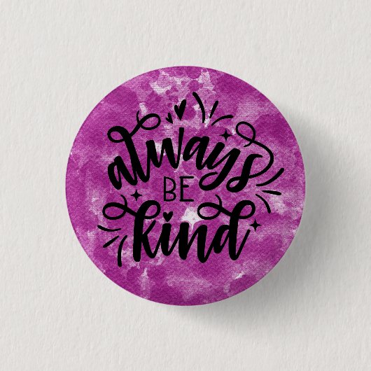 Paarse Aquarel/Altijd Vriendelijk Ronde Button 3,2 Cm (Voorkant)