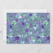 Paarse Aquarel Anemonen Theekopje Zwarte Bruiloft Save The Date (Achterkant)