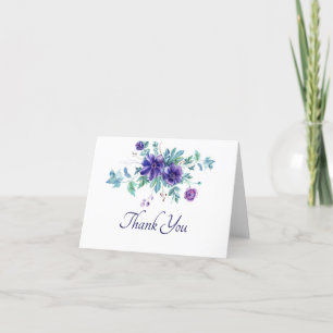 Paarse aquarel anemoon bloemen bedankkaart