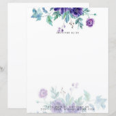 Paarse aquarel anemoon gepersonaliseerde briefpapi (Voorkant / Achterkant)