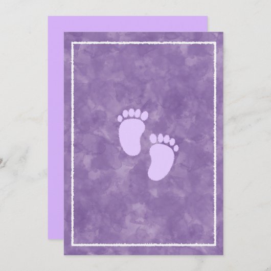 Paarse Aquarel Baby Shower Rechthoek Sjabloon  Kaart (Voorkant / Achterkant)