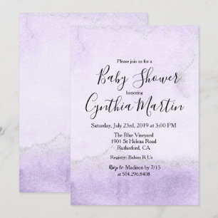 Paarse Aquarel Baby Shower Uitnodiging