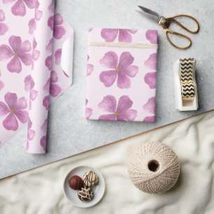 Paarse aquarel bloem cadeaupapier