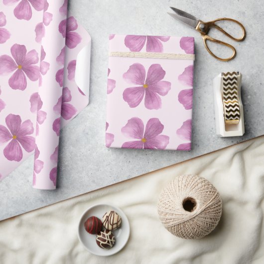 Paarse aquarel bloem cadeaupapier (Crafts)