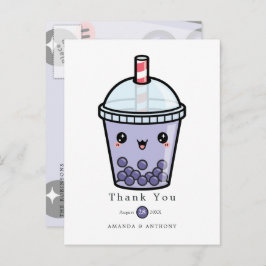 Paarse Aquarel Bloemachtige Trouw Dank Betaling Ka Briefkaart