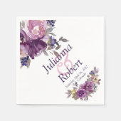 Paarse aquarel bloemen servetten (Voorkant)