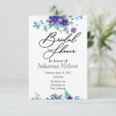 Paarse aquarel bloemen uitnodiging (Staand voorkant)