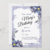 Paarse aquarel bloemen verjaardag kaart (Voorkant)