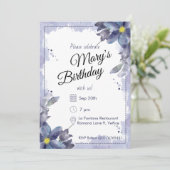 Paarse aquarel bloemen verjaardag kaart (Staand voorkant)