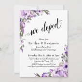 Paarse Aquarel Bloemen We Zijn Gevlucht Typografie Kaart (Voorkant)