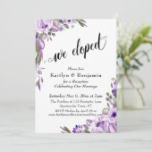 Paarse Aquarel Bloemen We Zijn Gevlucht Typografie Kaart (Staand voorkant)