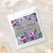 Paarse Aquarel Bloemen & Zilver Glitter Bruiloft Bedankzakje (Geknipt)