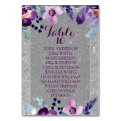 Paarse Aquarel Bloemen & Zilver Glitter Bruiloft Kaart (Voorkant)