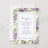 Paarse Aquarel Bloementuin Bruiloftsreceptie Kaart (Voorkant)
