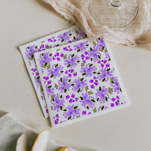 Paarse Aquarel Bloementuin Servetten