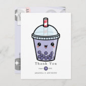 Paarse Aquarel Bloemige Trouw Dank Betaling Briefk Briefkaart (Voorkant / Achterkant)