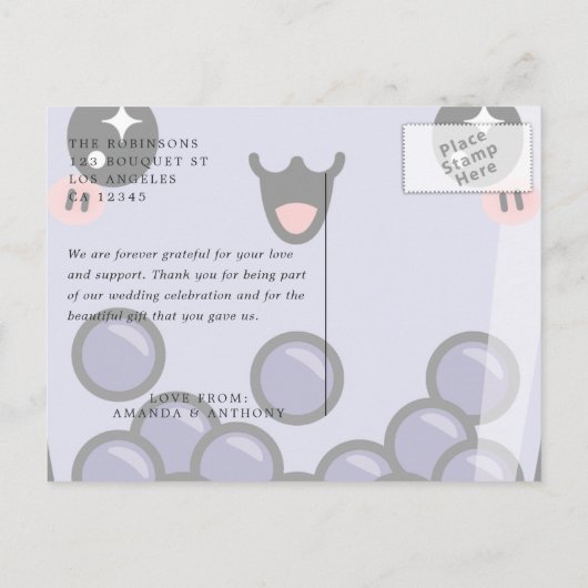 Paarse Aquarel Bloemige Trouw Dank Betaling Briefk Briefkaart (Achterkant)